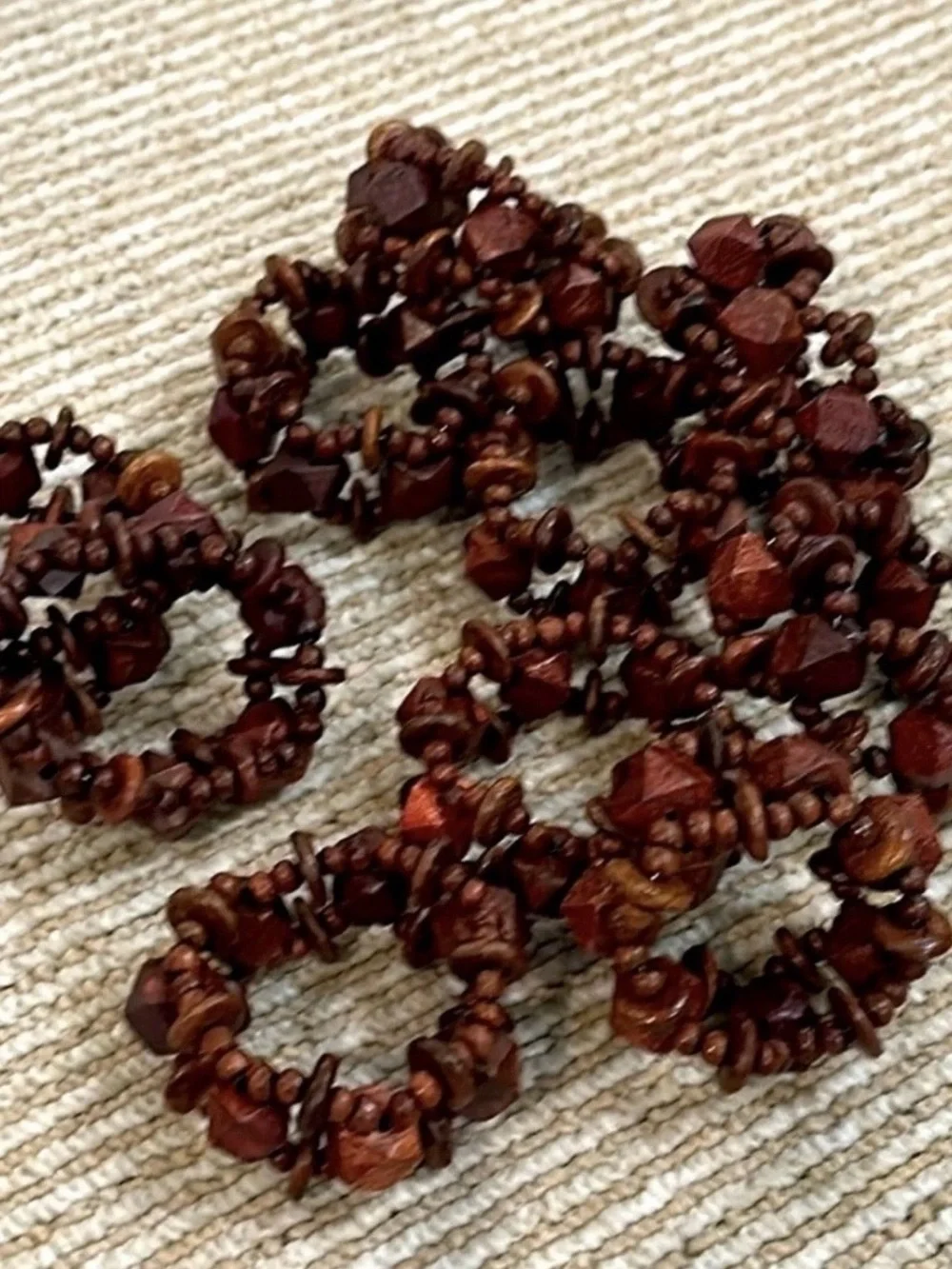 Set of 10 NEW Wood Bead Napkin Rings